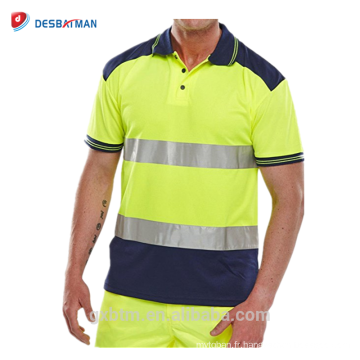 2018 Haute Qualité Salut Vis Chemise Deux Couleur Polo Personnalisé Logo Imprimé Haute Visibilité T-shirt Réfléchissant